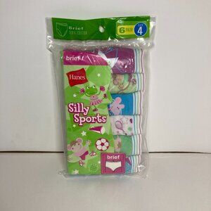Vintage Hanes Silly Sports Cotton Girls Briefs Underwear 6 Pairs Size 4 New 2005